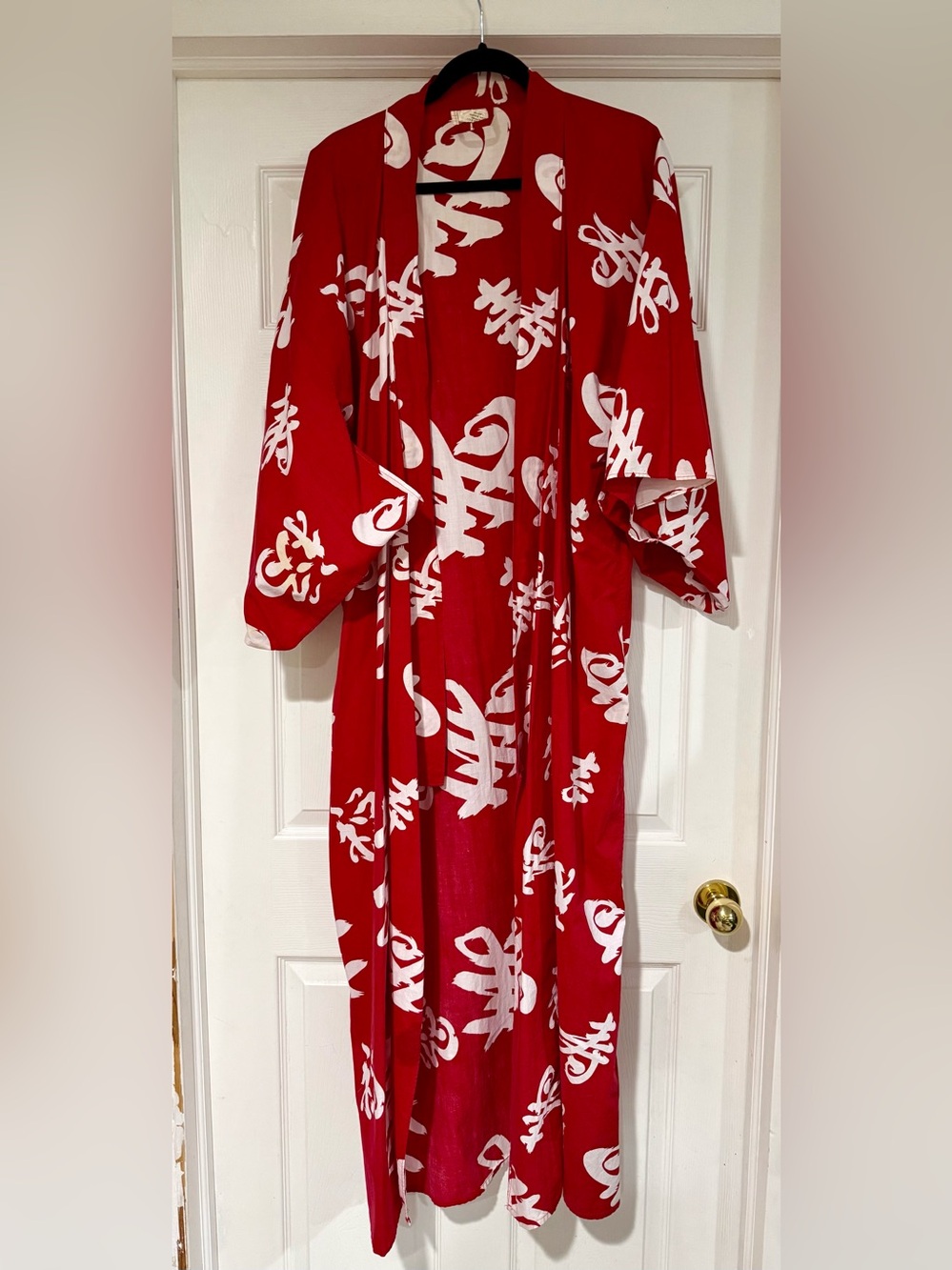 Vintage Cotton Red Printed Kimono